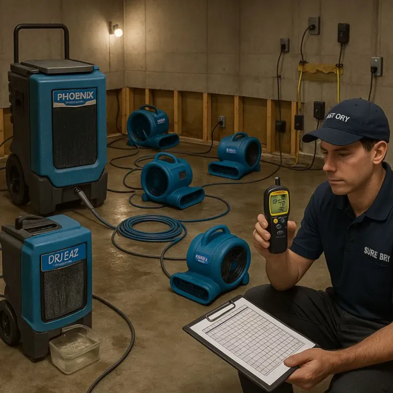 Structural Drying and Dehumidification process in Novi, MI
